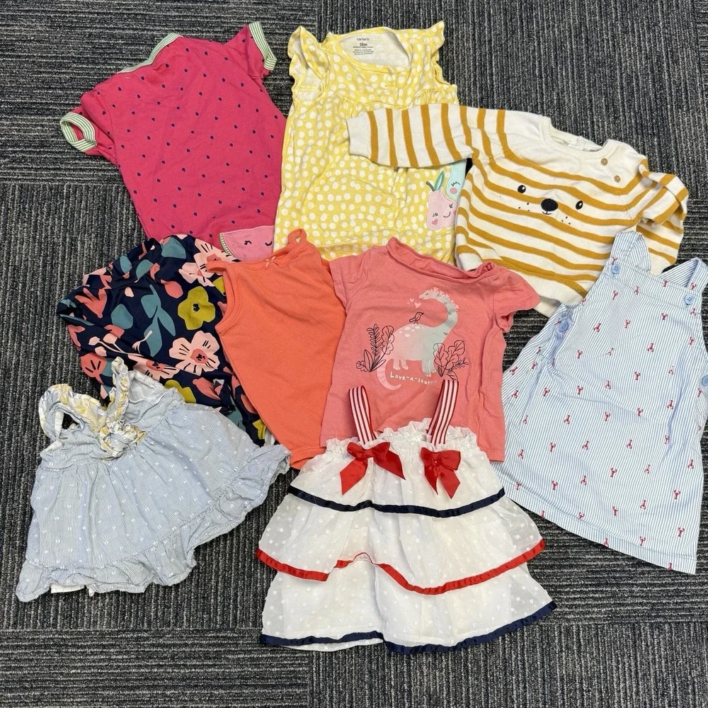 18 Mo Baby Girl Clothing Lot 9‎ Pcs Mixed Brands Carters Nike 4th July Lobster